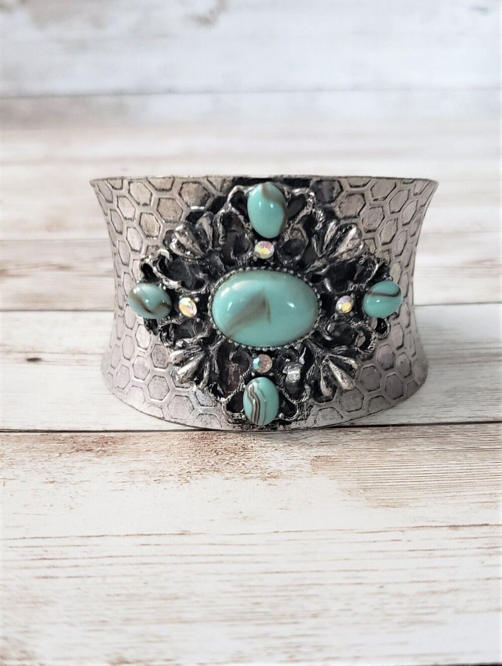 Vintage Bracelet / Cuff - Unusual and Ornate Silver Tone Cuff Bracelet